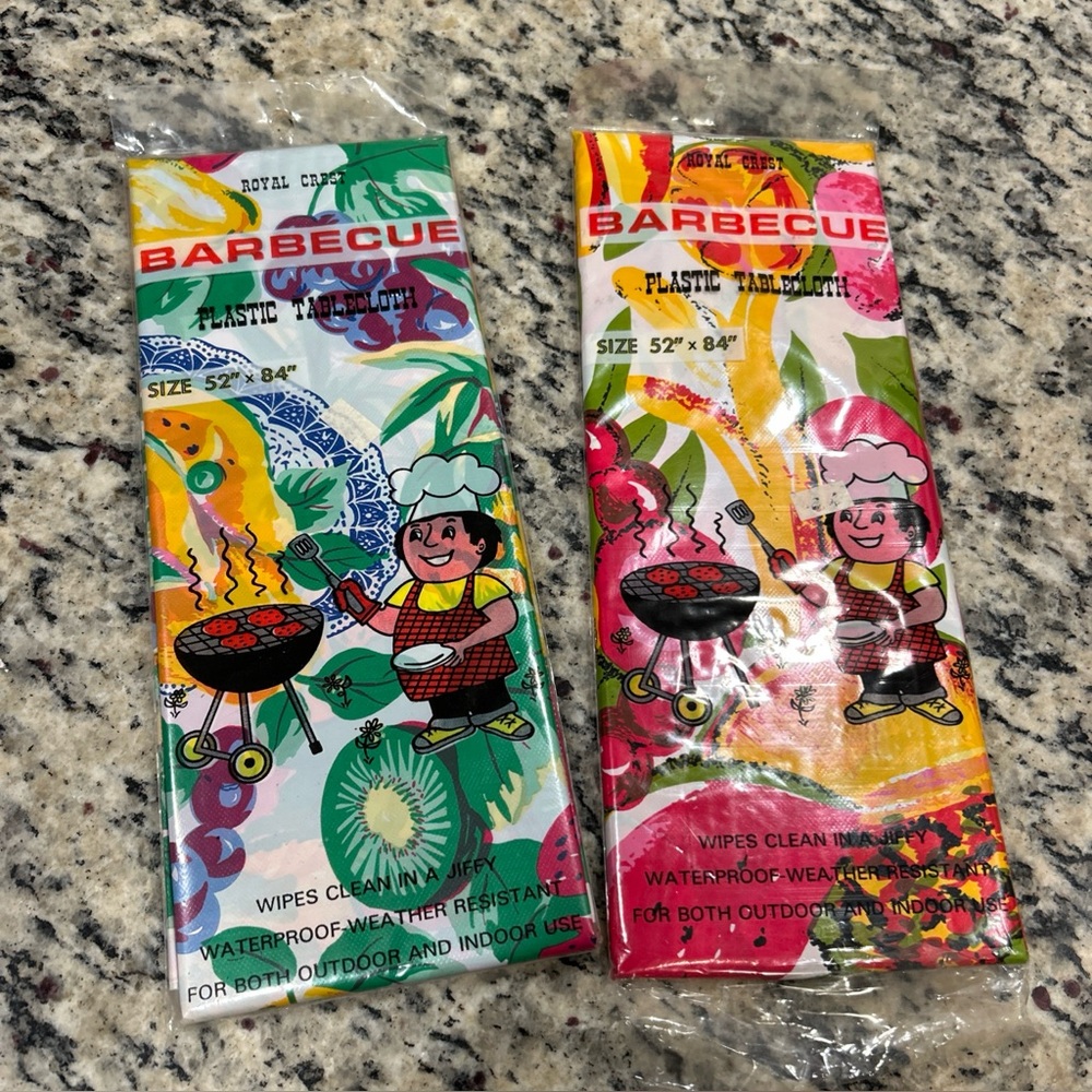 VTG Barbecue Plastic Tablecloths (2) - Multicolor